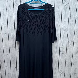 Roaman’s Black Sequins Cocktail Dress Plus Size 22/24